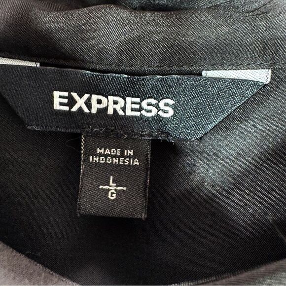 Express Satin Rhinestone Button Up Blouse Shirt Black Large - Picture 10 of 13